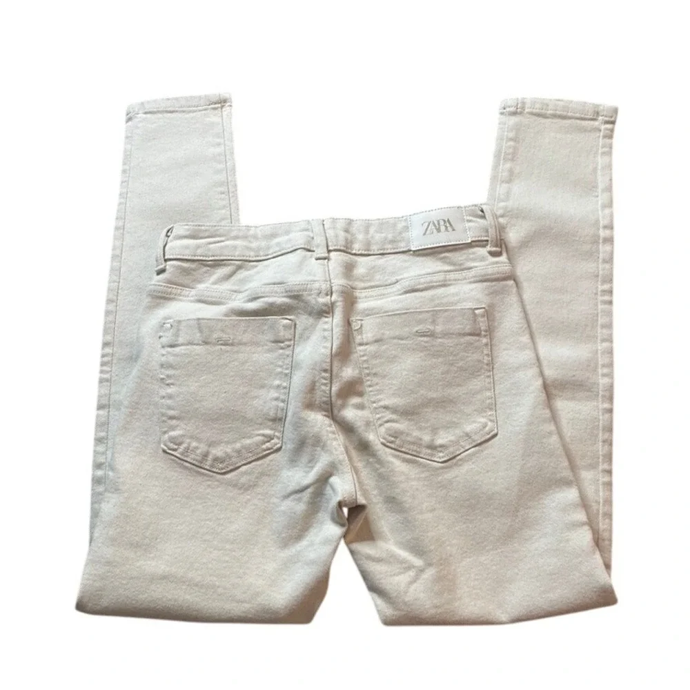 ZARA Women Beige High Rise Skinny Jeans Pants Size US 4 EUR 36 - Picture 2 of 3